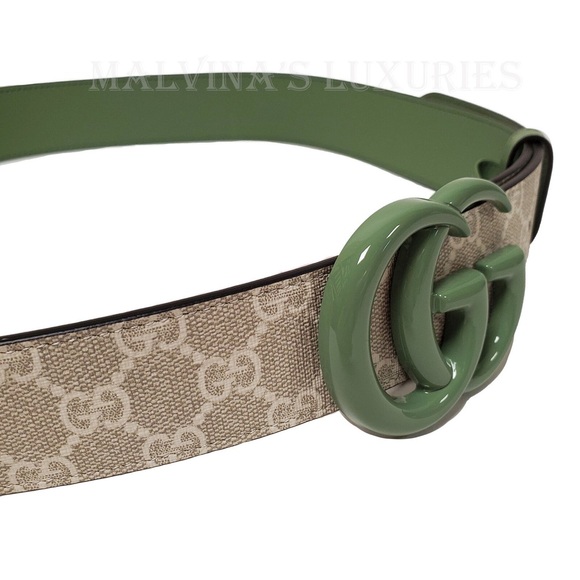 GUCCI belt 400593 GG LOGO SUPREME MONOGRAM green buckle 95 / 38 - Picture 2 of 3